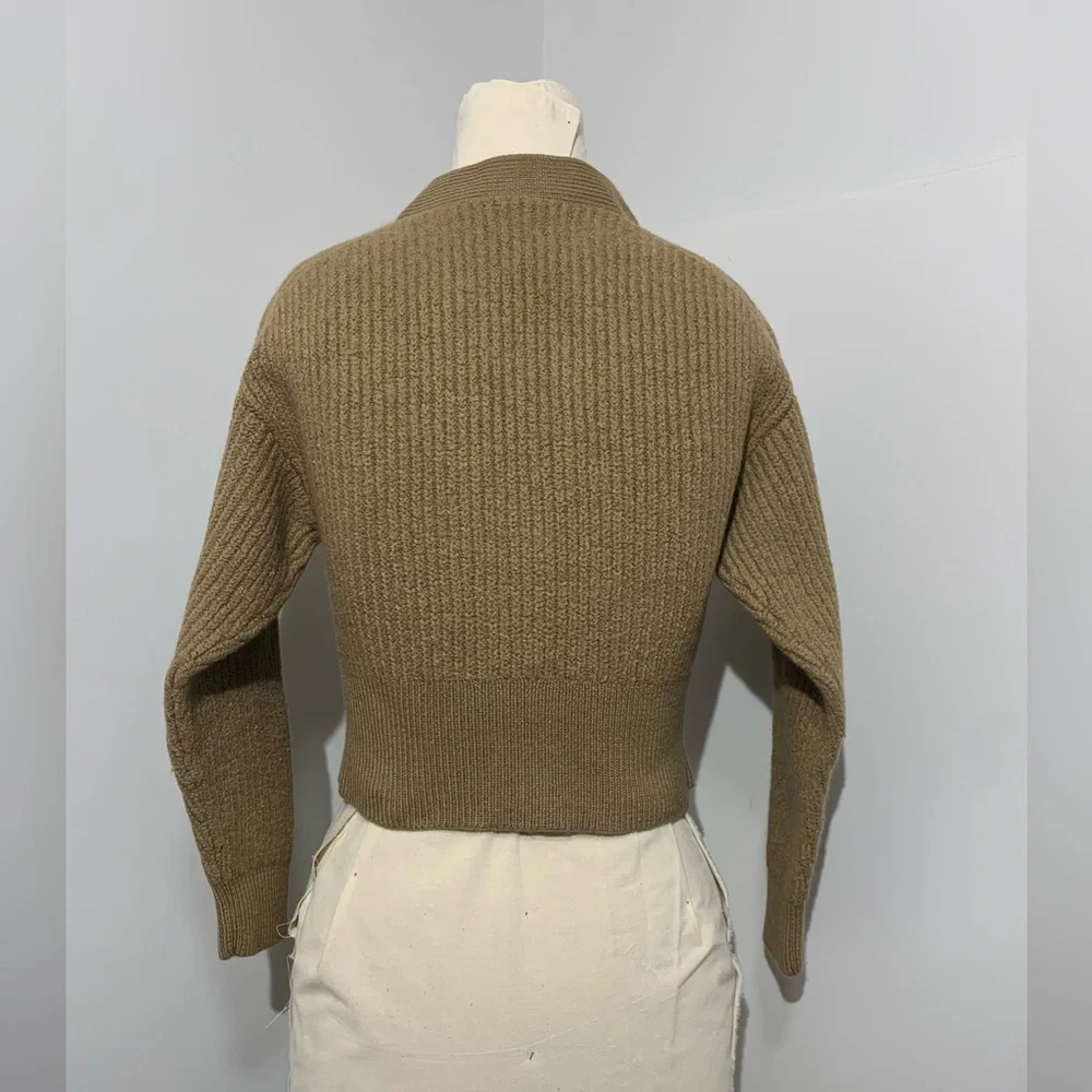 Babaton Retro Cropped 100% Merino Wool Cardigan - Size Small - Picture 2 of 5